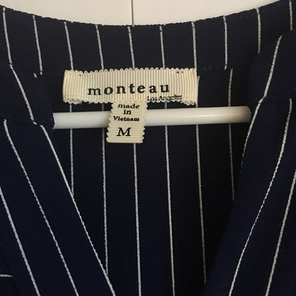 2/$15 Monteau Striped Popover 3/4 Sleeve Size M - Picture 2 of 3